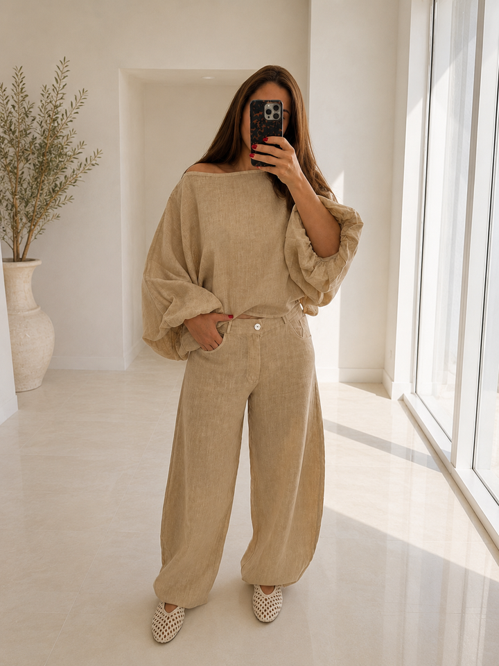 Luna Barrel Linen Pants