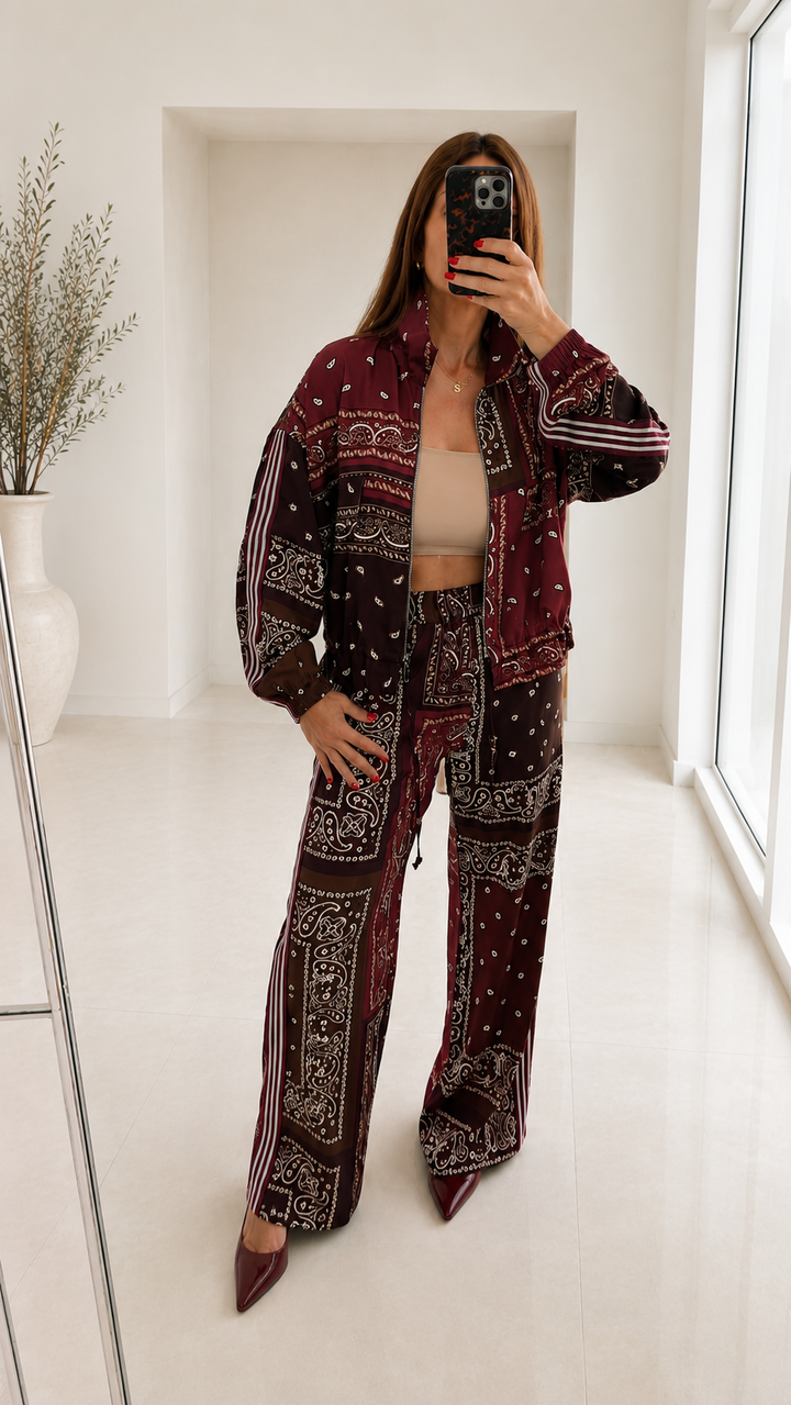 Bandana Satin-Finish Pants